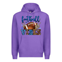 Purple Football vibes blue and grey team color Premium Hoodie - HowdyJamesFarm