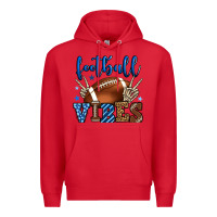 Red Football vibes blue and grey team color Premium Hoodie - HowdyJamesFarm