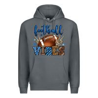 Rock Football vibes blue and grey team color Premium Hoodie - HowdyJamesFarm