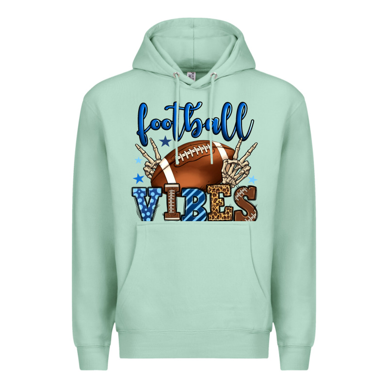 Football Vibes Blue And Grey Team Color Premium Hoodie by HowdyJamesFarm | Teevron