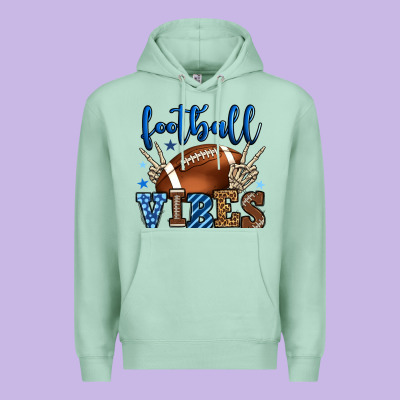 Football Vibes Blue And Grey Team Color Premium Hoodie Designed By Howdyjamesfarm