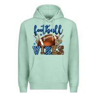 Seafoam Football vibes blue and grey team color Premium Hoodie - HowdyJamesFarm