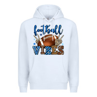White Football vibes blue and grey team color Premium Hoodie - HowdyJamesFarm