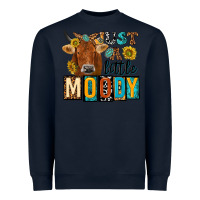 Navy just a little moody with cow Heavyweight Sweatshirt - NancyCooperArtShop