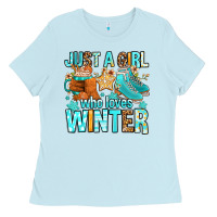 Baby Blue just a girl who loves winter Ladies Tee - FaDigitalArtStudio