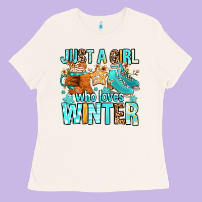 Just A Girl Who Loves Winter Ladies Tee Designed By Fadigitalartstudio