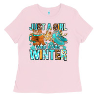 Bubblegum Pink just a girl who loves winter Ladies Tee - FaDigitalArtStudio