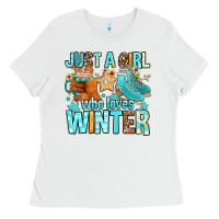 White just a girl who loves winter Ladies Tee - FaDigitalArtStudio