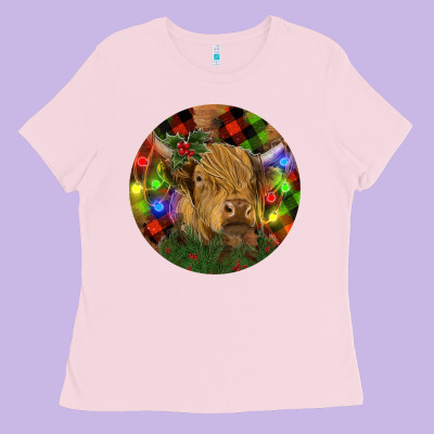 Brown Cow Christmas Ladies Tee Designed By Ranaportraitstore
