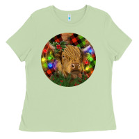 Matcha Brown Cow Christmas Ladies Tee - RanaPortraitStore