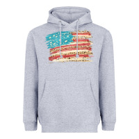 Heather Grey American flag with leopard Heavyweight Hoodie - HowdyJamesFarm