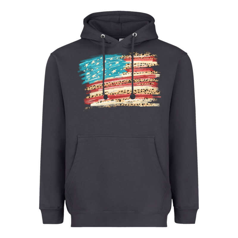 American Flag With Leopard Heavyweight Hoodie by HowdyJamesFarm | Teevron