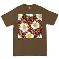 Cacao valentines day daisy and leopard seamless pattern Premium Tee - BundleAndBundleShop