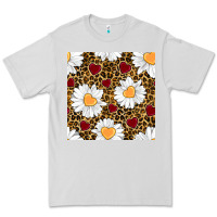 Dove Grey valentines day daisy and leopard seamless pattern Premium Tee - BundleAndBundleShop