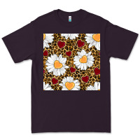 Plum valentines day daisy and leopard seamless pattern Premium Tee - BundleAndBundleShop