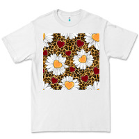 White valentines day daisy and leopard seamless pattern Premium Tee - BundleAndBundleShop