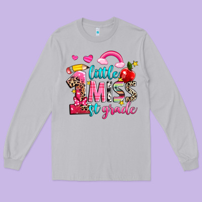 Little Miss First Grade Long Sleeve Tee Designed By Nancycooperartshop