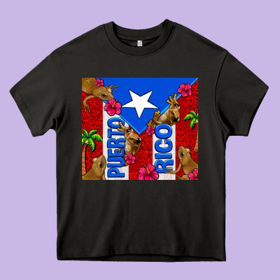 Puerto Rico Coqui Leopard Heavy Core Tee Designed By Adodesignshop