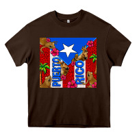 Chocolate Brown puerto rico coqui leopard Heavy Core Tee - AdoDesignShop