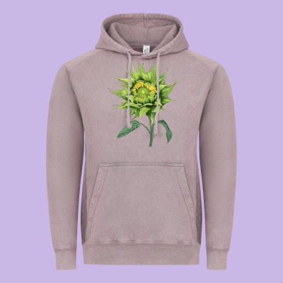 Sun Fill Green Green Sunflower Vintage Hoodie Designed By Lillyallendesigns