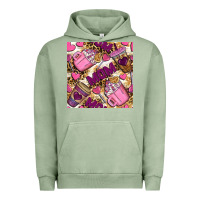 Pigment Oil Green mom coffee cups with leopard seamless pattern bbs Urban Hoodie - BundleAndBundleShop