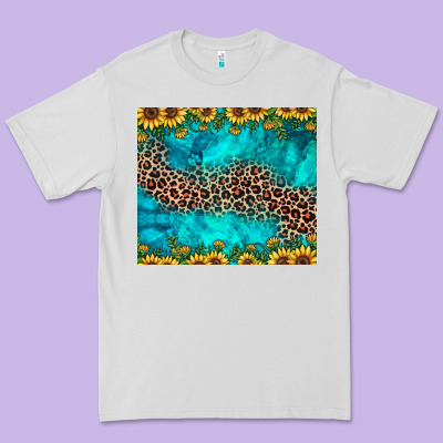 Leopard Turquoise Sunflower Premium Tee Designed By Jahusdesignshop