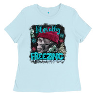 Baby Blue literally freezing skull Ladies Tee - FaDigitalArtStudio