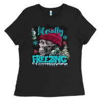 Black literally freezing skull Ladies Tee - FaDigitalArtStudio