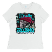 White literally freezing skull Ladies Tee - FaDigitalArtStudio