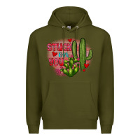 Army Green stuck on you cactus Premium Hoodie - JahusDesignShop