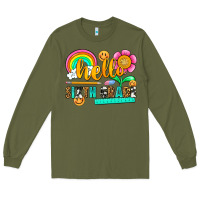 Army Green hello sixth grade Long Sleeve Tee - NancyCooperArtShop