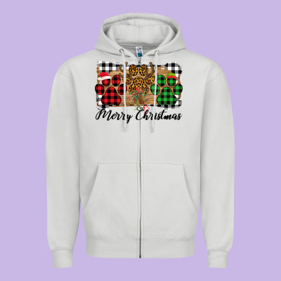 Merry Christmas Paws Zipper Hoodie Designed By Bettercallsaul