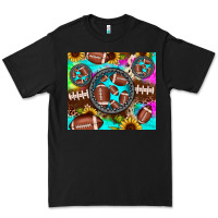 Black football tie dye gemstone sunflower Premium Tee - JahusDesignShop