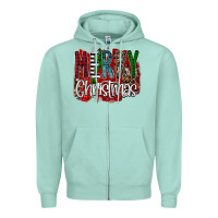 Seafoam Merry Christmas Buffalo Plaid Leopard Zipper Hoodie - Bettercallsaul