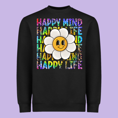 Happy Mind Happy Life Heavyweight Sweatshirt Designed By Nancycooperartshop