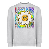 Heather Grey happy mind happy life Heavyweight Sweatshirt - NancyCooperArtShop