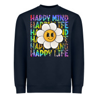 Navy happy mind happy life Heavyweight Sweatshirt - NancyCooperArtShop