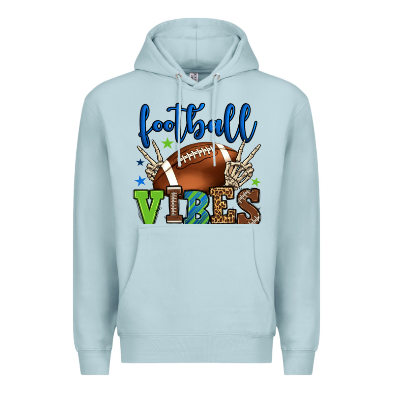 Football Vibes Green And Blue Premium Hoodie by HowdyJamesFarm | Teevron