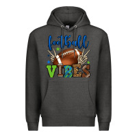 Charcoal Heather Football vibes green and blue Premium Hoodie - HowdyJamesFarm