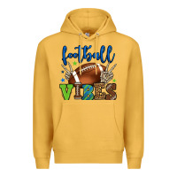 Mustard Football vibes green and blue Premium Hoodie - HowdyJamesFarm