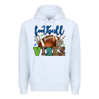 White Football vibes green and blue Premium Hoodie - HowdyJamesFarm