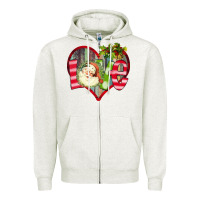 Oatmeal Heather Love Christmas Zipper Hoodie - Bettercallsaul