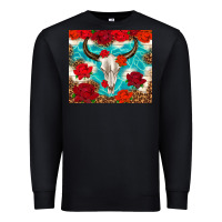 Black bull skull rose Premium Sweatshirt - TumblerDesignByShophia