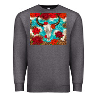 Charcoal Heather bull skull rose Premium Sweatshirt - TumblerDesignByShophia