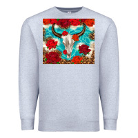 Heather Grey bull skull rose Premium Sweatshirt - TumblerDesignByShophia