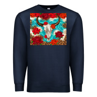Navy bull skull rose Premium Sweatshirt - TumblerDesignByShophia