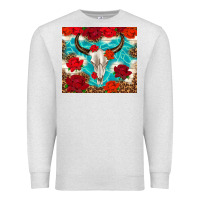 Oatmeal Heather bull skull rose Premium Sweatshirt - TumblerDesignByShophia