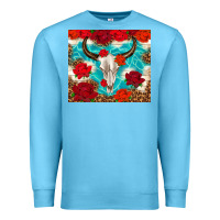 Ocean Blue bull skull rose Premium Sweatshirt - TumblerDesignByShophia