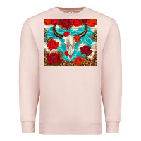 Pale Pink bull skull rose Premium Sweatshirt - TumblerDesignByShophia