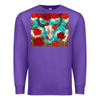 Purple bull skull rose Premium Sweatshirt - TumblerDesignByShophia